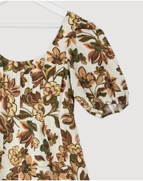 Revibe - Repaired AERE Paloma Linen Puff Sleeve Midi Dress - AU 10