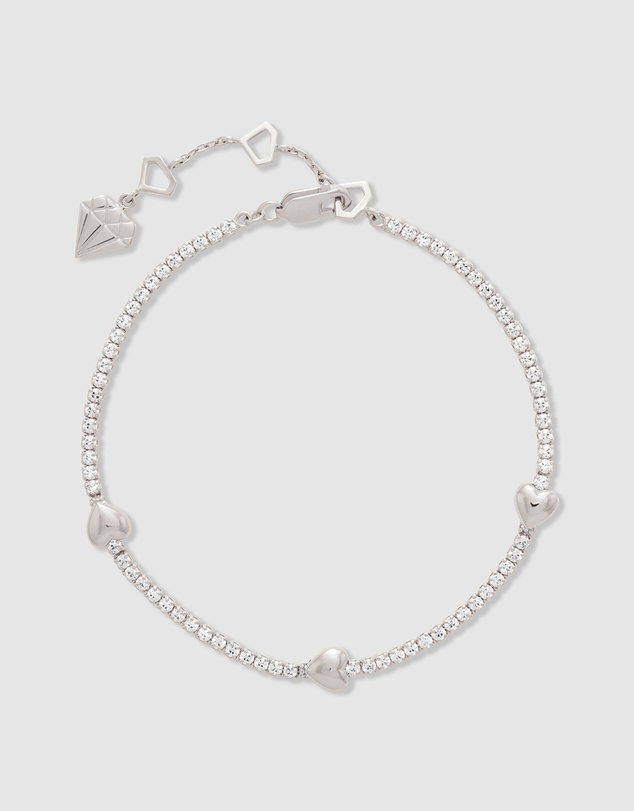 Wanderlust + Co - Heart Pave 925 Sterling Silver Petite Tennis Bracelet