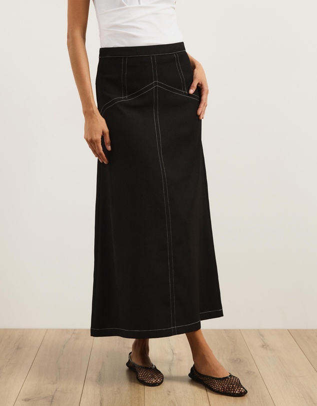 Atmos&Here - Mia Contrast Stitch Maxi Skirt