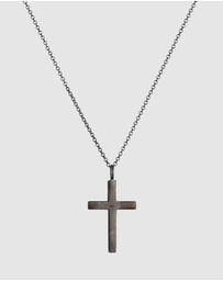 Kuzzoi - ICONIC EXCLUSIVE - Necklace Cross Pendant Oxidized Massive 925 Sterling Silver