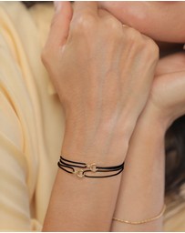 Elli Jewelry - Bracelet Set Women Circle Infinity Black 925 Sterling Silver Gold Plated