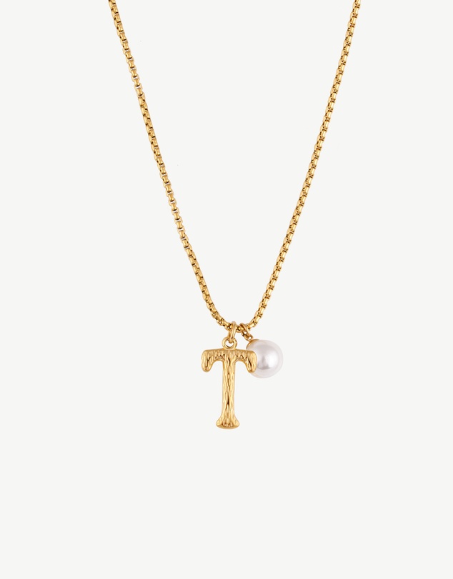Zahar - Pearl Letter T Necklace