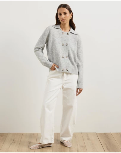 Atmos&Here - Aspen Knit Wrap Cardigan With Collar