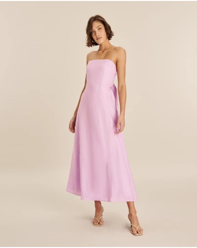 AERE - Florence Linen Strapless Maxi Dress