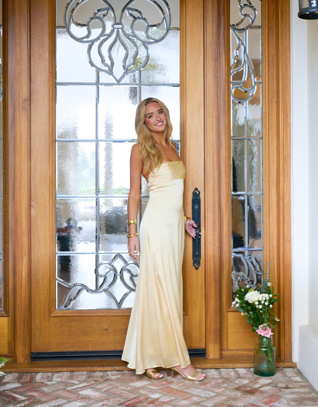 Beginning Boutique - Blaise Yellow Satin Maxi Dress
