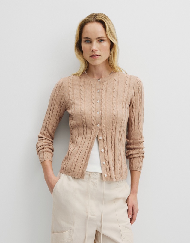 Country Road - Organically Grown Cotton Blend Cable Knit Cardigan