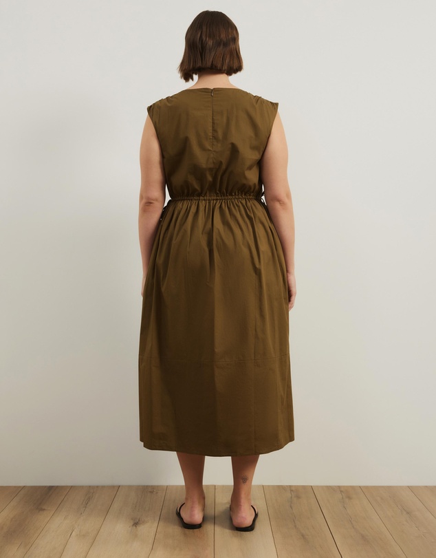 Atmos&Here Curvy - Cora Drawstring Poplin Midi Dress