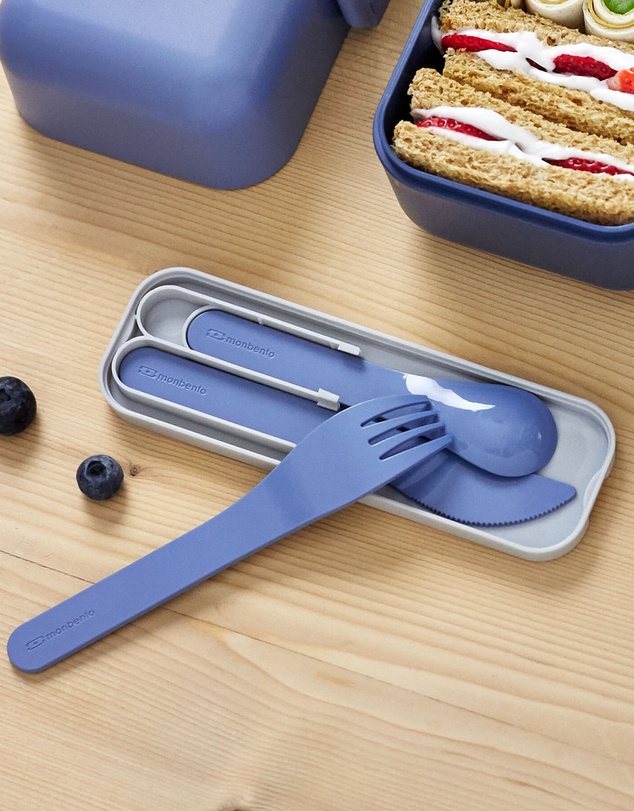 Monbento - Monbento Mb Pocket Plastic Cutlery Set - Colour Blue Infinity