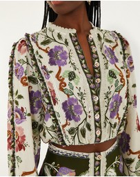 Farm Rio - Rococo Flowers Cream Long Sleeve Blouse