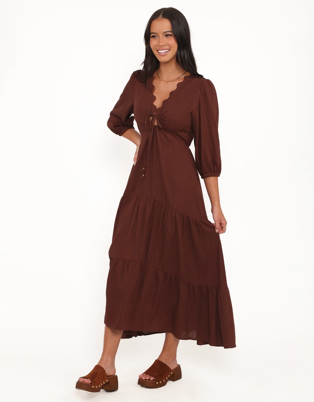 Petal & Pup - Eleonara Midi Dress - Chocolate