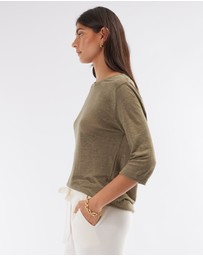 Amelius - Bronte Linen Three Quarter Jersey Top