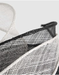 Max Alexander - Pillbox Black White Racing Fascinator