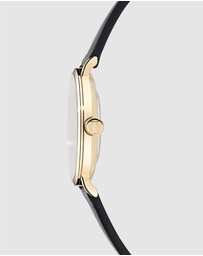Ted Baker - Staciie Gents Gold-Tone Black Leather Watch