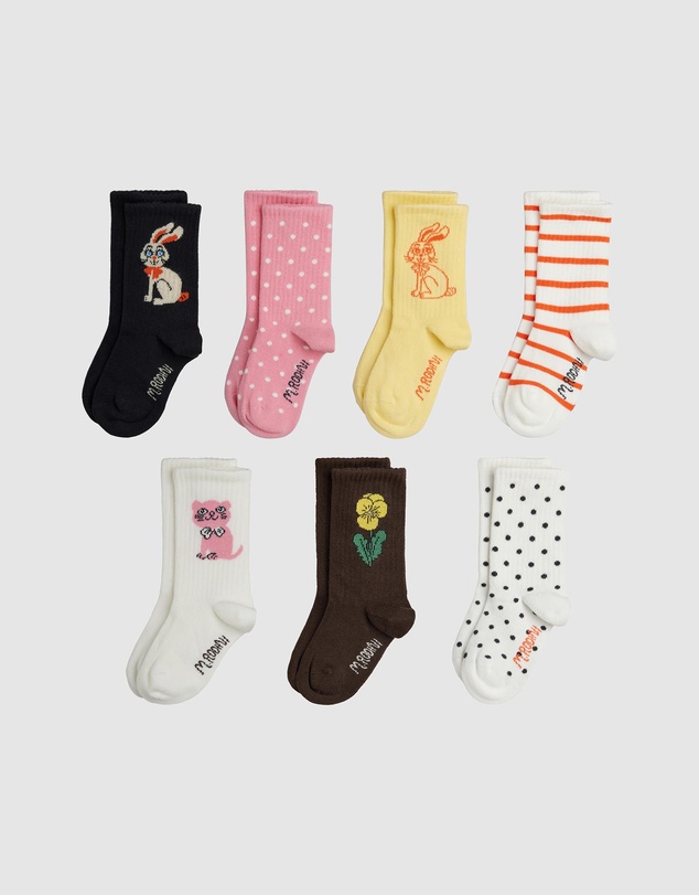 Mini Rodini - Rabbit 7-Pack Socks