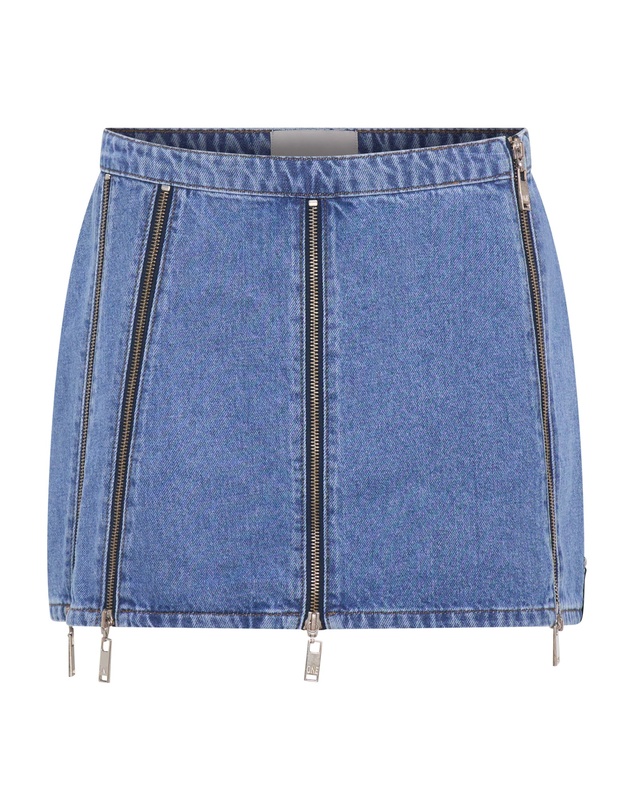 ONE TEASPOON - Zip Mid Waist Micro Mini Denim Skirt - Blue Estate