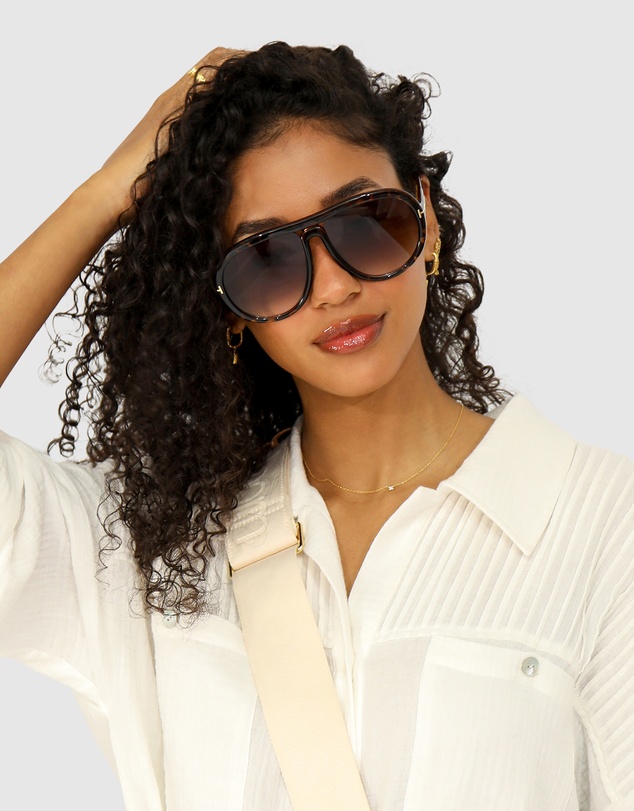 Belle & Bloom - Undercurrent Oversized Aviator Sunglasses - Mosaic Tort