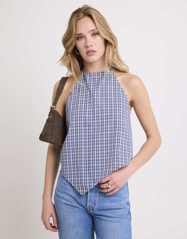 Subtitled - Iluka Check High Neck Top