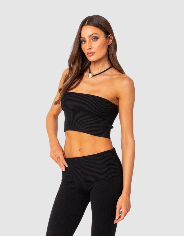 EDIKTED - Desiree Fold Over Knit Tube Top