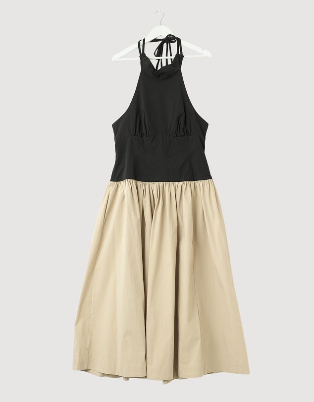 Revibe - Repaired Shona Joy Campbell Contrast Halter Neck Midi Dress - AU 14