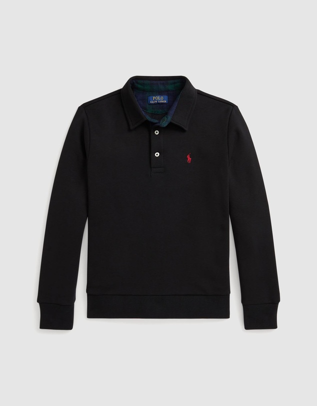 Polo Ralph Lauren - Plaid-Trim Fleece Polo-Collar Sweatshirt - ICONIC EXCLUSIVE - Teens