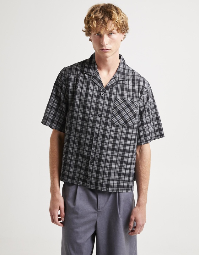 Black Noise White Rain - Archibald Cropped Resort Shirt