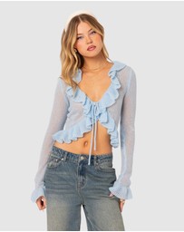 EDIKTED - Ryleigh Ruffled Tie Front Cardigan