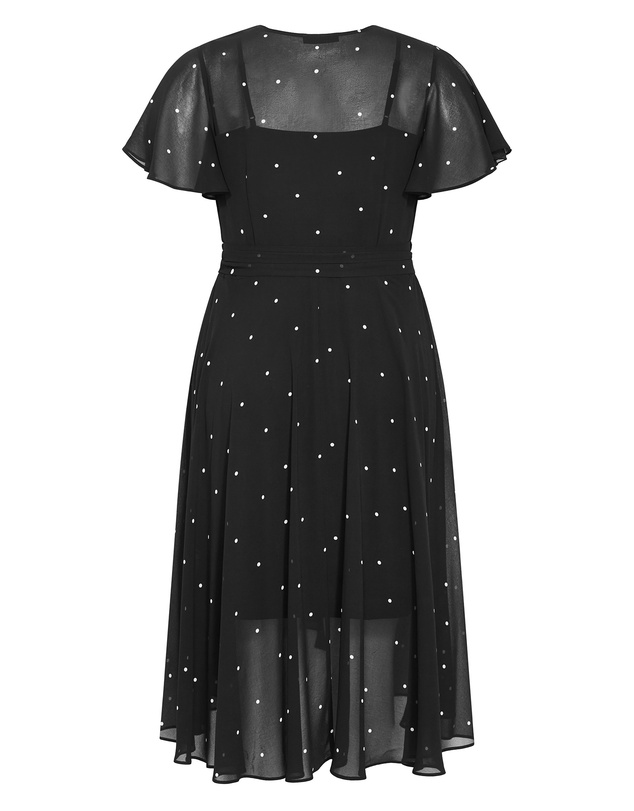 City Chic - Spot Frill Sleeve Wrap Midi Dress