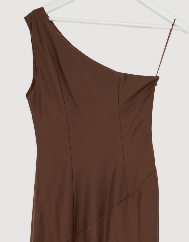 Revibe - Repaired CHANCERY Hallie Satin One Shoulder Drape Maxi Dress - AU 10