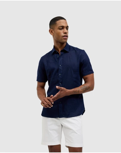 Politix - Embroidered Floral Short Sleeve Shirt