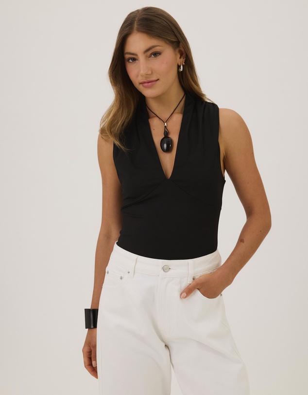 Atmos&Here - Charlotte High V-Neck Gathered Top