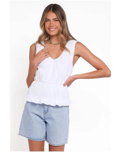 Petal & Pup - Lucilla Shirred Waist Top - White