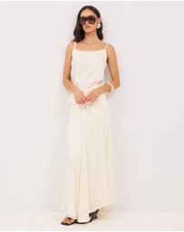 Calli - Sayer Satin Panelled Midi Skirt