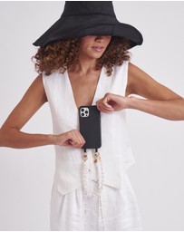 LOUVE COLLECTION - Le Cafe Noir Phone Case + Pearl Crossbody Chain & Wristlet