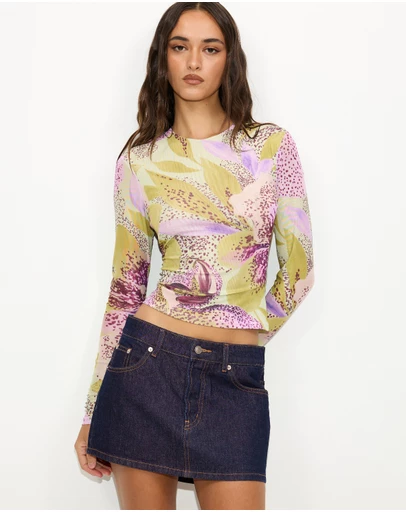 Dazie - Orchid Long Sleeve Mesh Top