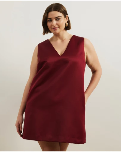 Atmos&Here Curvy - Poppy Structured Satin Mini Dress