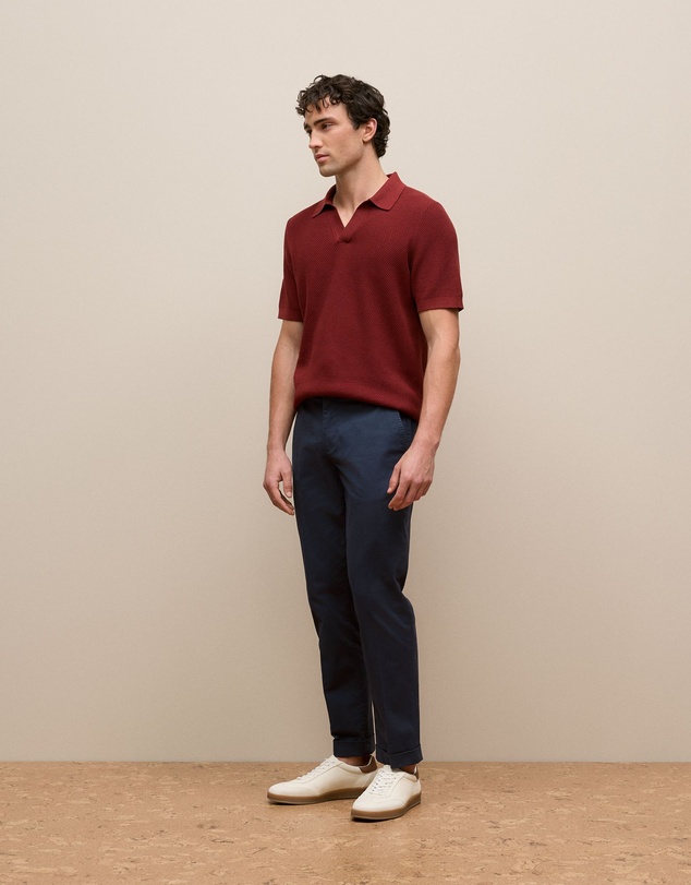 Trenery - Cotton Texture Stitch Polo in Auburn