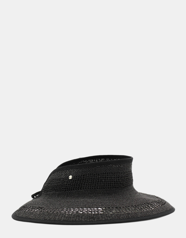Morgan & Taylor - Tessa Woven Straw Visor in Black