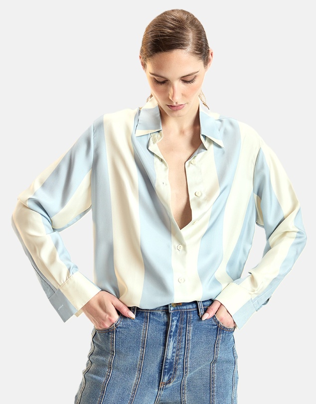Cynthia Rowley - Silk Striped Button-Up Shirt