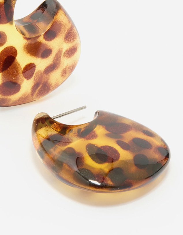 Lovisa - Leopard Print Acrylic Thick Bubble Hoop Earrings