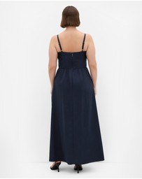 City Chic - Plus size Catalina Ruffle Maxi Dress - navy