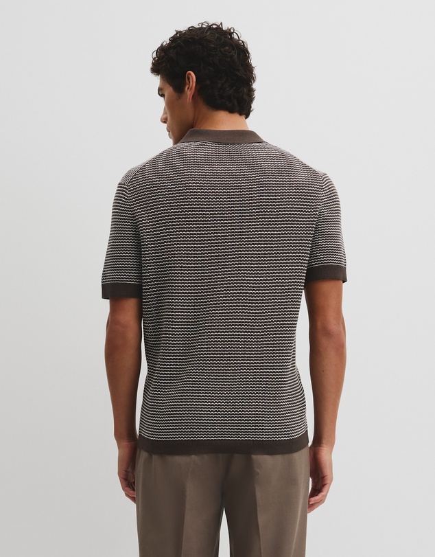 Country Road - Australian Cotton Silk Blend Textured Stripe Polo