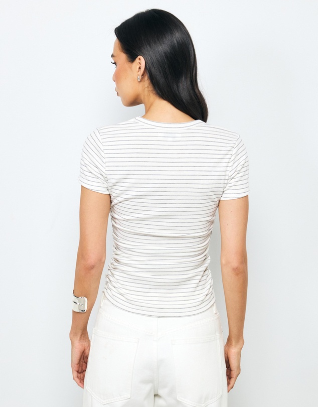 AERE - Belle Stripe Ruched T-Shirt