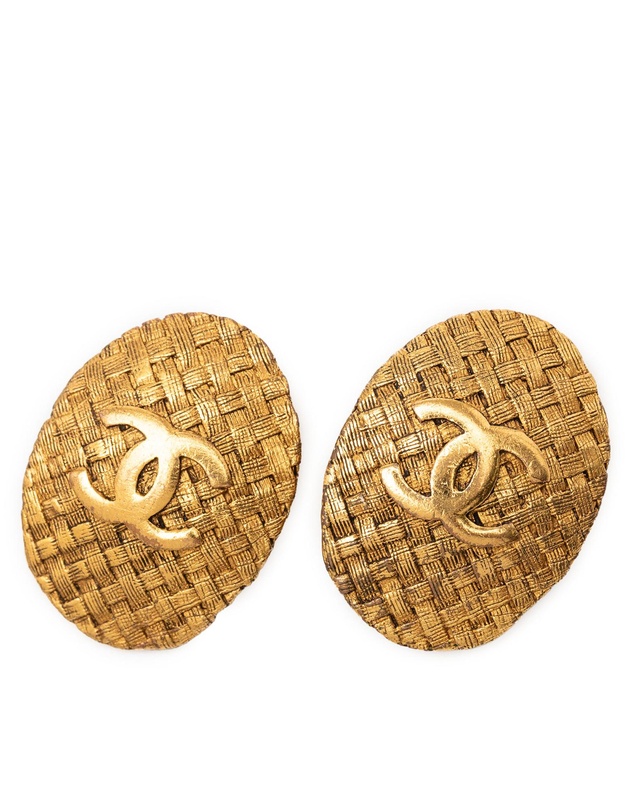 Pre-Loved by Azura Reborn - Pre-Loved CC Gold Plated Woven Oval Clip on Earrings