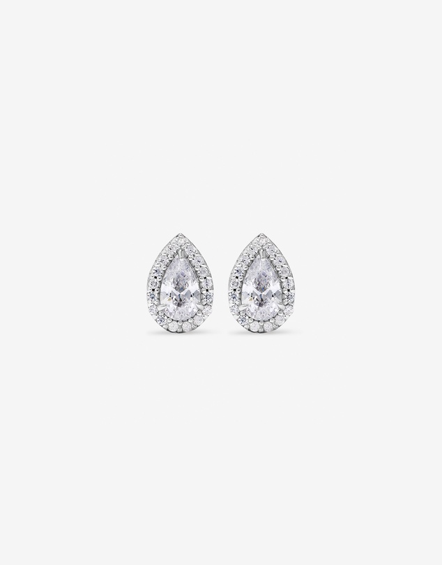 Michael Hill - Pear Cubic Zirconia Halo Stud Earrings in Sterling Silver