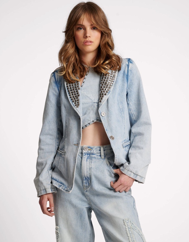 ONE TEASPOON - Diamonde Studded Denim Blazer