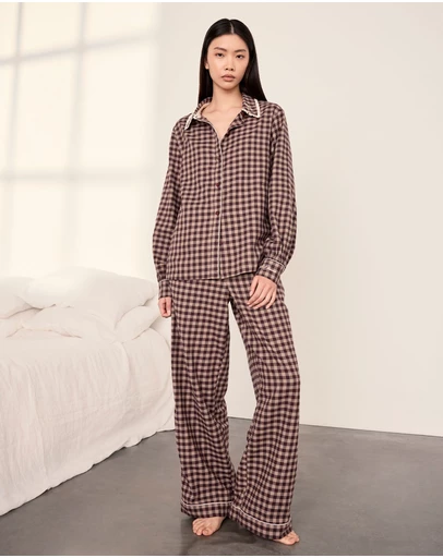 Chelsea Peers - Organic Cotton Gingham Long Pyjama Set