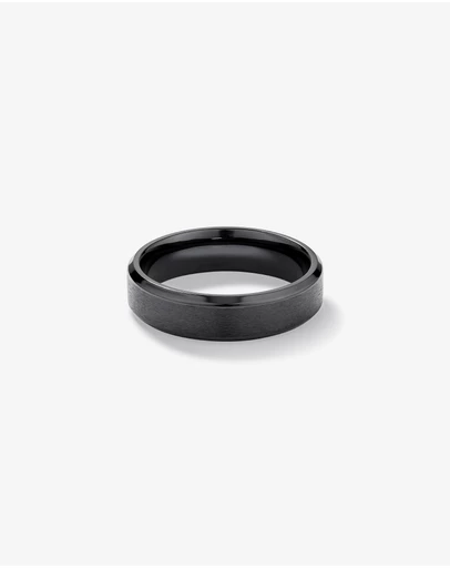 Michael Hill - 6mm Black Titanium Bevelled Edge Wedding Band