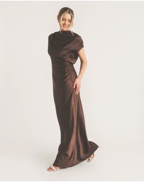 Six Stories - Batwing High Neck Satin Bridesmaid Dress