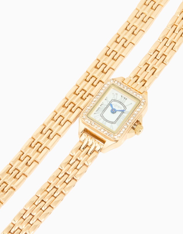 Lovisa - Gold Diamante Mini Double Strap Watch