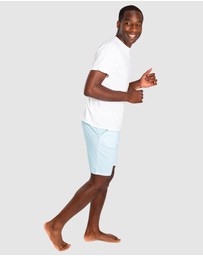 Sant And Abel - Men's Sky Blue Jersey Stripe Sleep Shorts